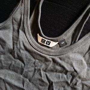Dark Grey Cotton Uniqlo U Tank Top